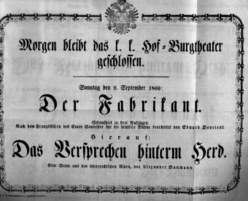 Theaterzettel (Oper und Burgtheater in Wien) 18600909 Seite: 1