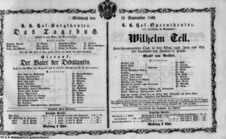 Theaterzettel (Oper und Burgtheater in Wien) 18600912 Seite: 1