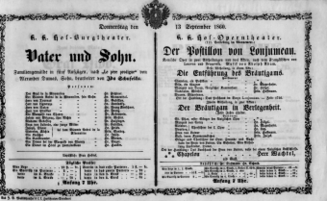 Theaterzettel (Oper und Burgtheater in Wien) 18600913 Seite: 1