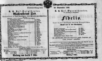 Theaterzettel (Oper und Burgtheater in Wien) 18600920 Seite: 1