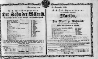 Theaterzettel (Oper und Burgtheater in Wien) 18600923 Seite: 1