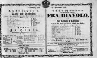 Theaterzettel (Oper und Burgtheater in Wien) 18600925 Seite: 1