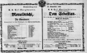 Theaterzettel (Oper und Burgtheater in Wien) 18600927 Seite: 1