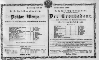 Theaterzettel (Oper und Burgtheater in Wien) 18600928 Seite: 1
