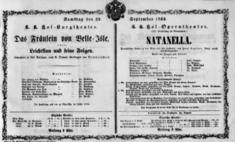 Theaterzettel (Oper und Burgtheater in Wien) 18600929 Seite: 1