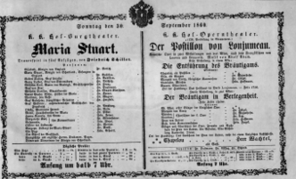 Theaterzettel (Oper und Burgtheater in Wien) 18600930 Seite: 1