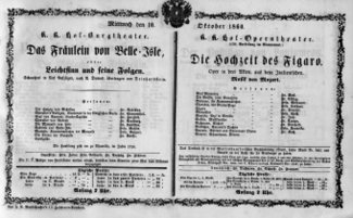 Theaterzettel (Oper und Burgtheater in Wien) 18601010 Seite: 1