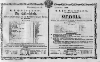 Theaterzettel (Oper und Burgtheater in Wien) 18601012 Seite: 1