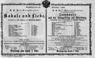 Theaterzettel (Oper und Burgtheater in Wien) 18601013 Seite: 1