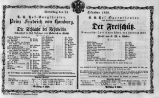 Theaterzettel (Oper und Burgtheater in Wien) 18601014 Seite: 1