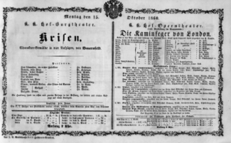 Theaterzettel (Oper und Burgtheater in Wien) 18601015 Seite: 1