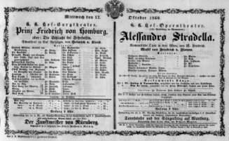 Theaterzettel (Oper und Burgtheater in Wien) 18601017 Seite: 1