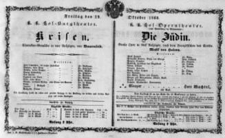 Theaterzettel (Oper und Burgtheater in Wien) 18601019 Seite: 1