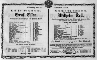 Theaterzettel (Oper und Burgtheater in Wien) 18601021 Seite: 1
