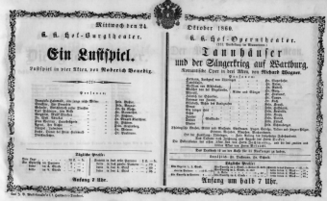 Theaterzettel (Oper und Burgtheater in Wien) 18601024 Seite: 1