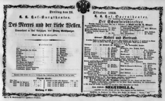 Theaterzettel (Oper und Burgtheater in Wien) 18601026 Seite: 1