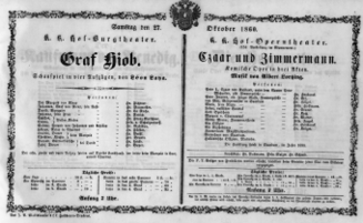 Theaterzettel (Oper und Burgtheater in Wien) 18601027 Seite: 1