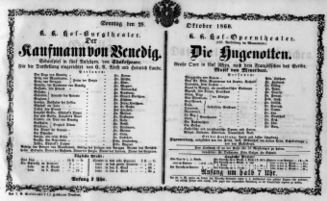 Theaterzettel (Oper und Burgtheater in Wien) 18601028 Seite: 1