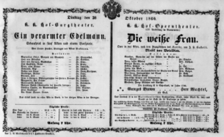 Theaterzettel (Oper und Burgtheater in Wien) 18601030 Seite: 1
