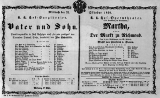 Theaterzettel (Oper und Burgtheater in Wien) 18601031 Seite: 1