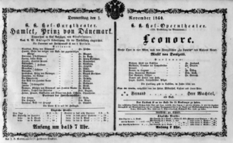 Theaterzettel (Oper und Burgtheater in Wien) 18601101 Seite: 1