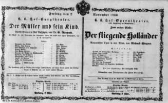 Theaterzettel (Oper und Burgtheater in Wien) 18601102 Seite: 1