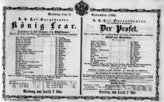 Theaterzettel (Oper und Burgtheater in Wien) 18601105 Seite: 1