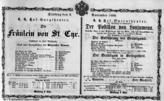 Theaterzettel (Oper und Burgtheater in Wien) 18601106 Seite: 1