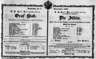 Theaterzettel (Oper und Burgtheater in Wien) 18601108 Seite: 1
