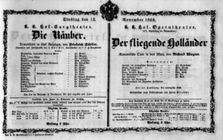 Theaterzettel (Oper und Burgtheater in Wien) 18601113 Seite: 1