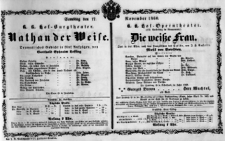 Theaterzettel (Oper und Burgtheater in Wien) 18601117 Seite: 1