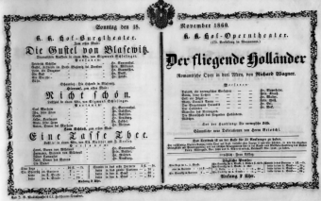 Theaterzettel (Oper und Burgtheater in Wien) 18601118 Seite: 1