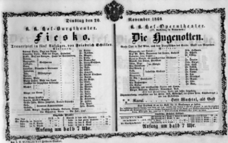 Theaterzettel (Oper und Burgtheater in Wien) 18601120 Seite: 1