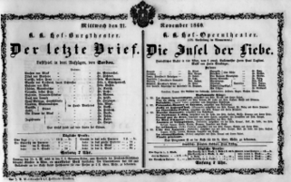 Theaterzettel (Oper und Burgtheater in Wien) 18601121 Seite: 1