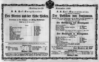 Theaterzettel (Oper und Burgtheater in Wien) 18601123 Seite: 1