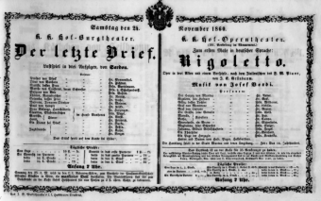 Theaterzettel (Oper und Burgtheater in Wien) 18601124 Seite: 1