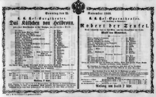 Theaterzettel (Oper und Burgtheater in Wien) 18601125 Seite: 1