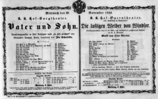 Theaterzettel (Oper und Burgtheater in Wien) 18601128 Seite: 1