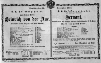 Theaterzettel (Oper und Burgtheater in Wien) 18601130 Seite: 1