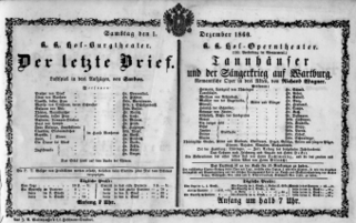 Theaterzettel (Oper und Burgtheater in Wien) 18601201 Seite: 1