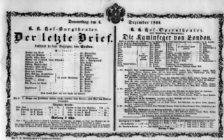 Theaterzettel (Oper und Burgtheater in Wien) 18601206 Seite: 1
