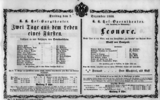 Theaterzettel (Oper und Burgtheater in Wien) 18601207 Seite: 1