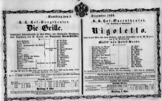 Theaterzettel (Oper und Burgtheater in Wien) 18601208 Seite: 1
