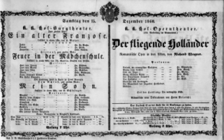 Theaterzettel (Oper und Burgtheater in Wien) 18601215 Seite: 1