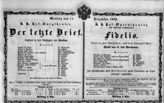 Theaterzettel (Oper und Burgtheater in Wien) 18601217 Seite: 1