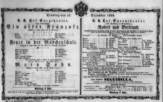Theaterzettel (Oper und Burgtheater in Wien) 18601218 Seite: 1