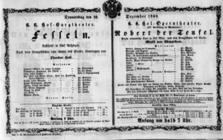 Theaterzettel (Oper und Burgtheater in Wien) 18601220 Seite: 1