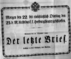 Theaterzettel (Oper und Burgtheater in Wien) 18601226 Seite: 1