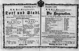 Theaterzettel (Oper und Burgtheater in Wien) 18601227 Seite: 1