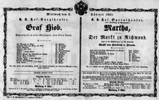 Theaterzettel (Oper und Burgtheater in Wien) 18610102 Seite: 1